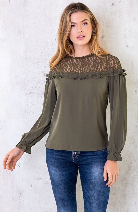 Blouse Met Kanten Bloemen Army Fashionmusthaves Nl