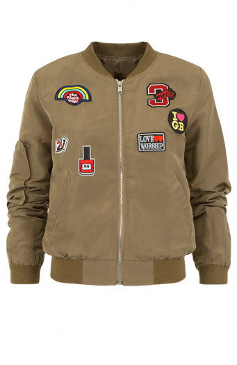 Patched Bomber Jacket Army