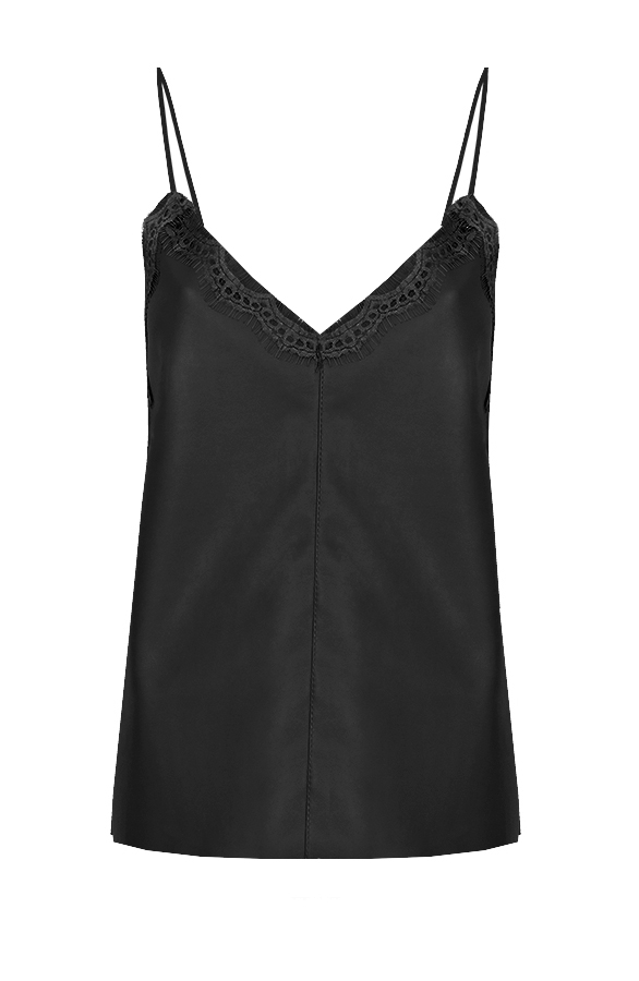 Leather Lace Top Black Fashion Musthaves