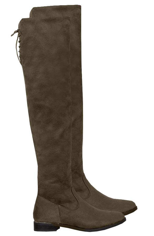 Suede Overknee Laarzen Legergroen Suede Overknee Laarzen Legergroen