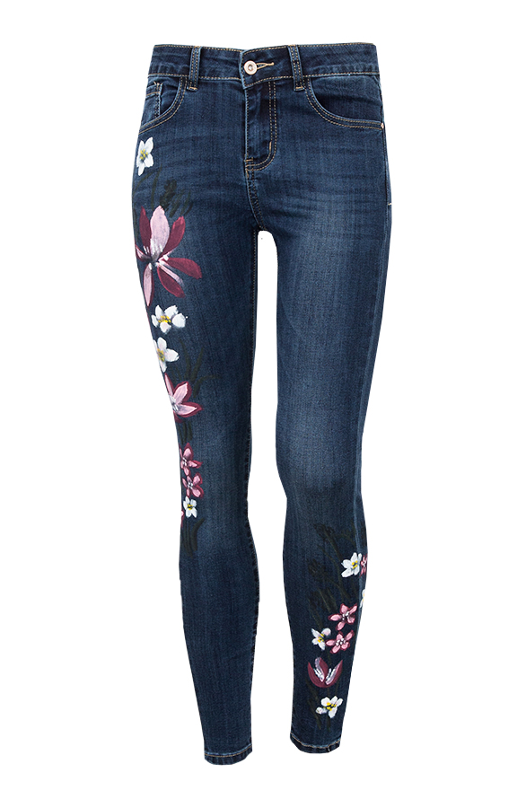 Hand Painted Flower Jeans fashionmusthaves.nl