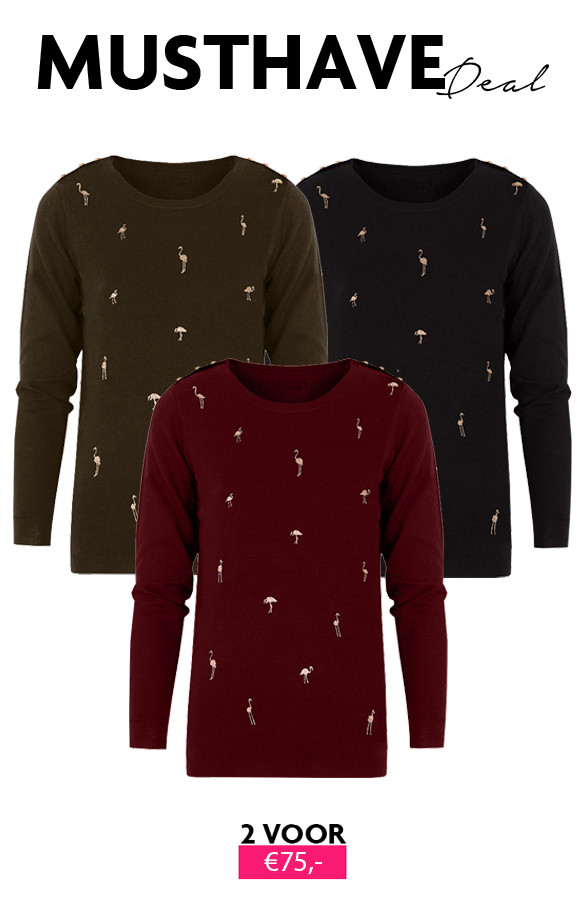 Musthave Deal Flamingo Sweaters | Themusthaves.nl Flamingo Sweater Zwart | Themusthaves.nl