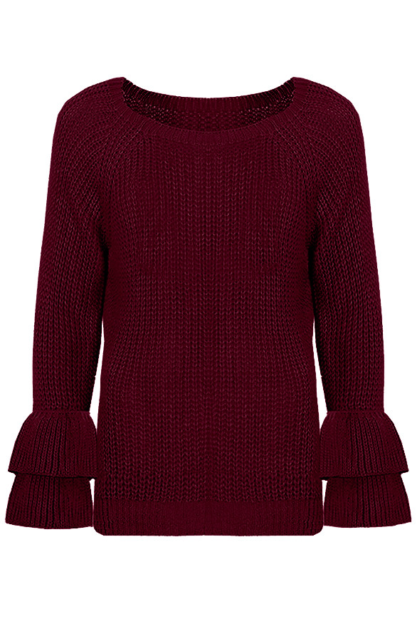 Ruches Mouwen Trui Bordeaux | Themusthaves.nl Ruches Mouwen Trui Zwart | Themusthaves.nl