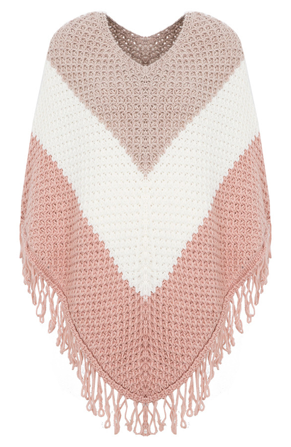 Haven Uitgaven honderd Tricolore Poncho Roze | fashionmusthaves.nl