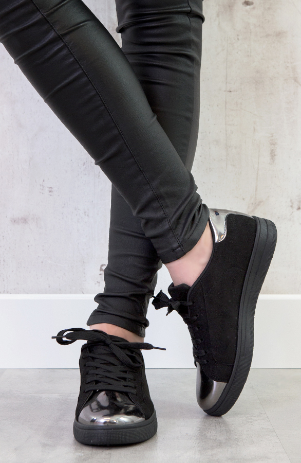 Glitter Sneakers Metallic Zwart | Themusthaves.nl