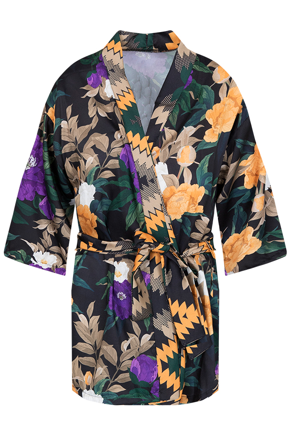 BABEYOND Kimono bata larga de satén floral para dormir BABEYOND Kimono bata larga de satén floral para dormir