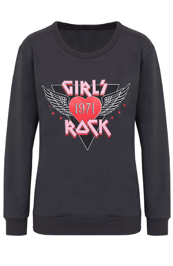 Girls Rock Sweater Antraciet fashionmusthaves.nl