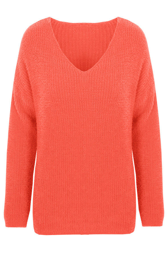 Fluffy V Trui Koraal | Themusthaves.nl Fluffy V Trui Babyblauw | Themusthaves.nl