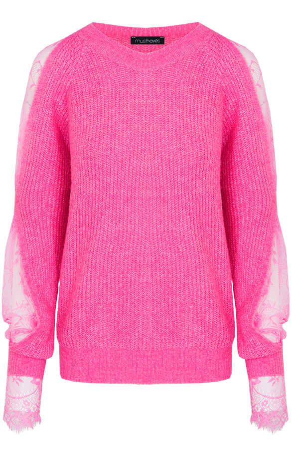 Trui Kanten Mouwen Fuchsia | Themusthaves.nl Trui Kanten Mouwen Fuchsia | Themusthaves.nl