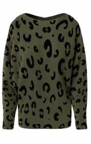 The Musthaves Leopard Oversized Trui Legergroen