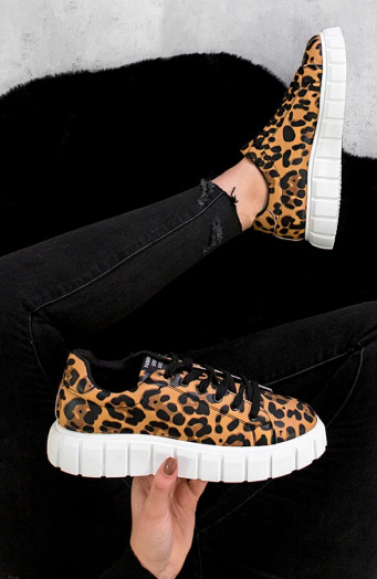 Fashion Sneakers Leopard Camel
