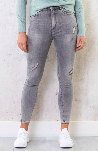 Skinny High Waisted Jeans Grijs