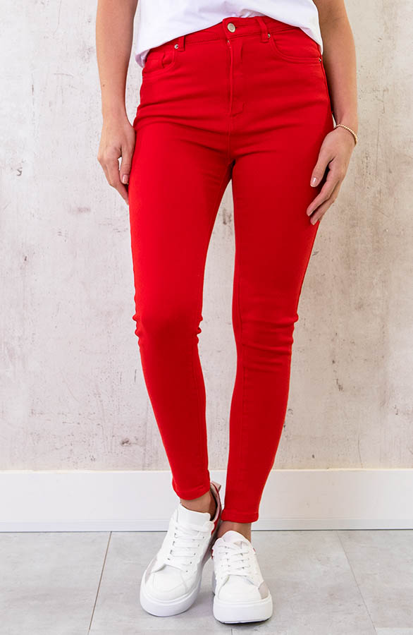 Mooie vrouw maaien fluctueren Skinny Jeans High Waist Rood | fashionmusthaves.nl