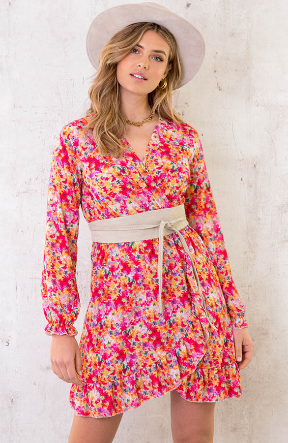 Overslag-Bloemen-Jurk-Multicolor-4