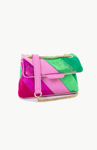 Leather Rainbow Chain Bag Roze Bright Green
