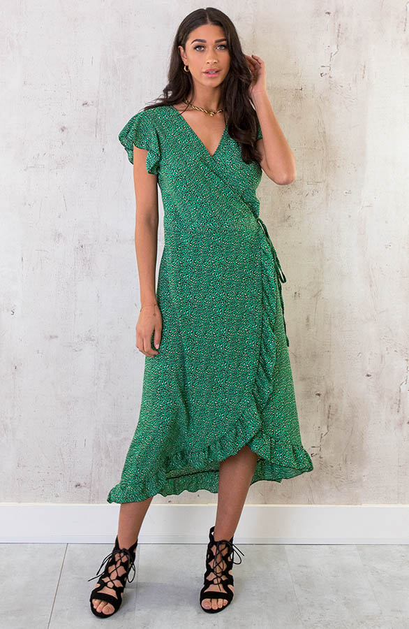 Panterprint Jurk Midi Bright Green