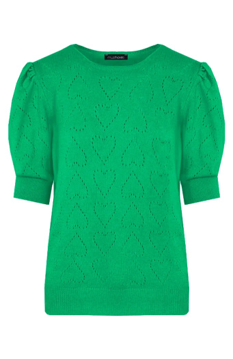 Hartjes-Knitted-Pofmouwen-Top-Bright-Green