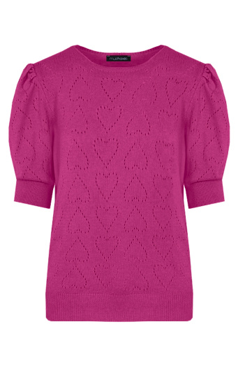Hartjes-Knitted-Pofmouwen-Top-Magenta