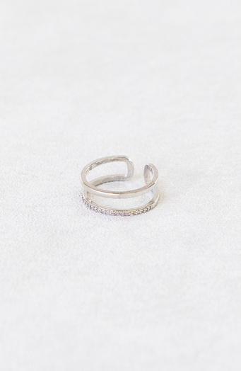 Double Stone Ring Zilver