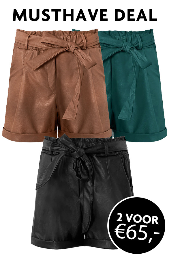 Musthave Deal Leren Shorts Met Strik