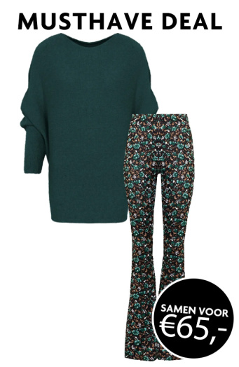 Musthave Deal Flared Broek Wild Flower + Soft Trui