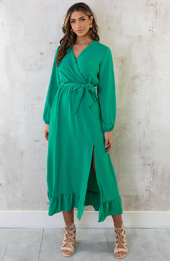 Maxi Jurk Split Bright Green 