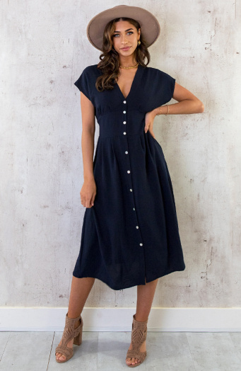Midi Knopen Jurk Sevilla Marine