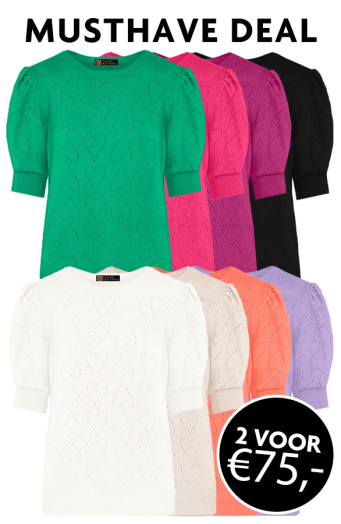 Musthave-Deal-Hartjes-Knitted-Pofmouwen-Tops