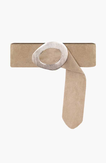 Cognac suède pantalon riem van 3,5 cm breed