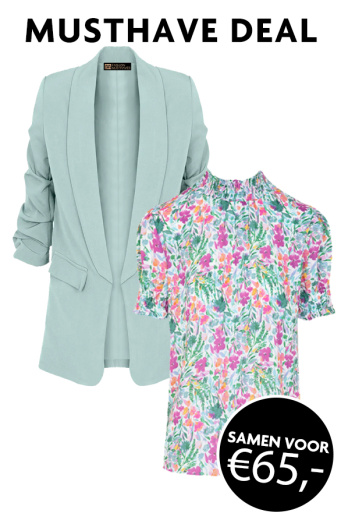 Musthave Deal Col Top Flower Multicolor + Limited Blazer Mint