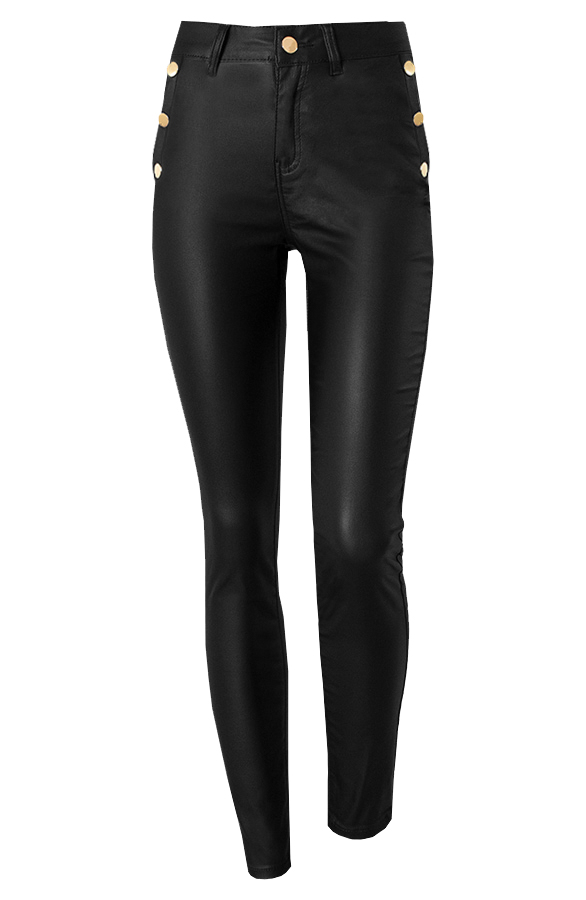 Coating Jeans Knopen Zwart Fashionmusthaves.nl