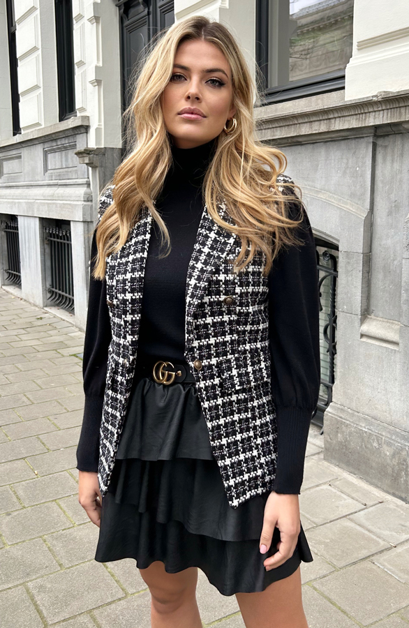 Tweed Luxury Gilet Black