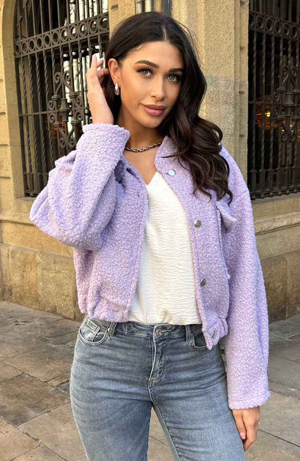 Bouclé Bomber Jacket Lila