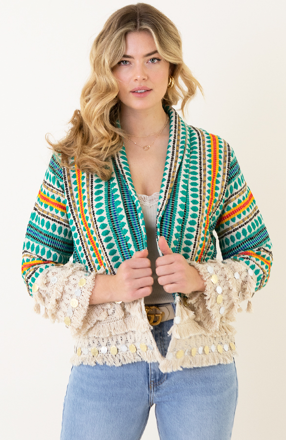 Boho Cardigan Handmade Mint