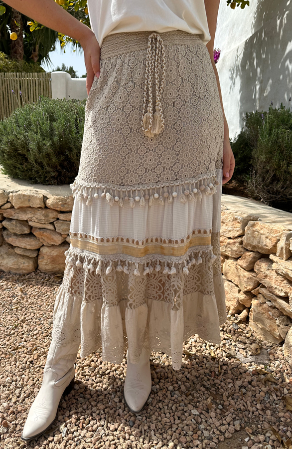 Bohemian Detailed Maxi Rok