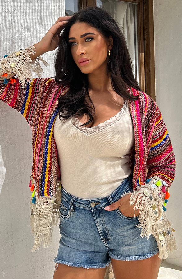 Boho Cardigan Handmade Multicolor