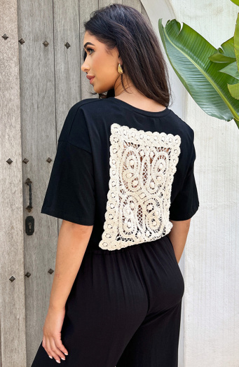 Crochet T-shirt Zwart