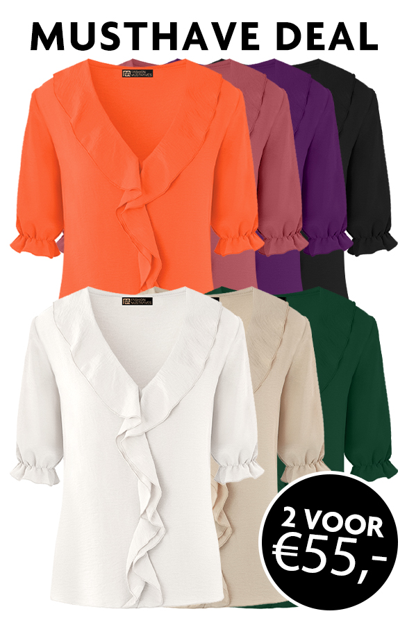 Musthave Deal Ruches Blouses Korte Mouw