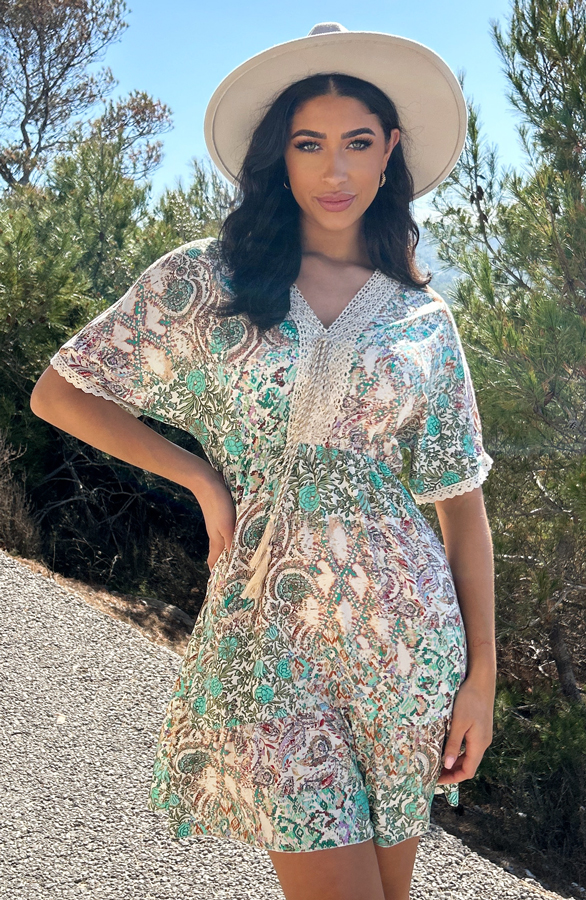 Romantic Boho Oversized Jurk Mint