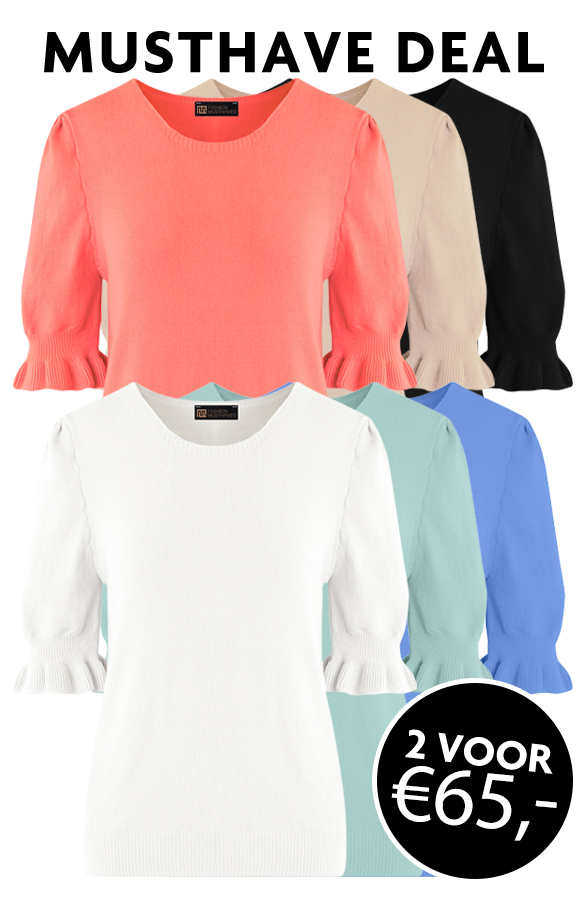 Musthave Deal Knitted Pofmouwen Ruffle Tops