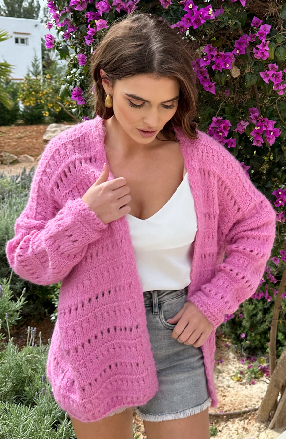 Oversized Knitted Vest Milaan Candy Pink