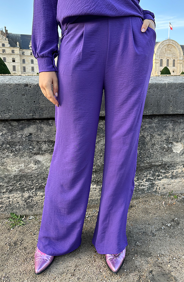 Mila Pantalon Dark Purple Petite Regular Tall