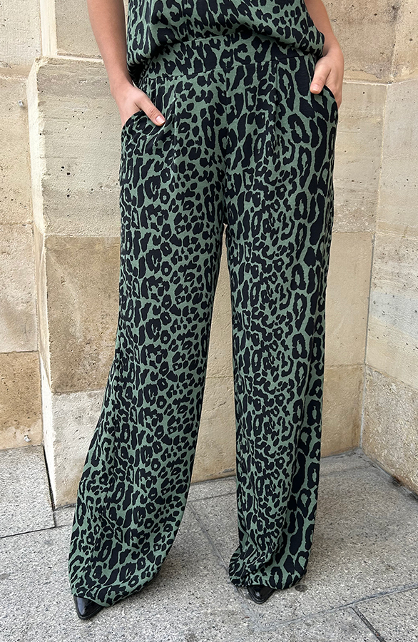 Mila Pantalon Leopard Army Petite Regular Tall