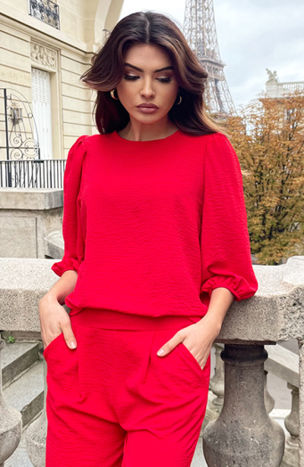 Mila-Puff-Sleeve-Top-Rood-1