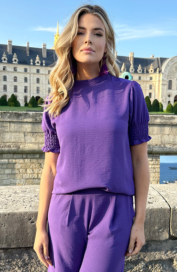 Mila Short Sleeve Top Dark Purple