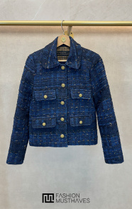 The Musthaves Tweed Jacket Gold Flakes Marine