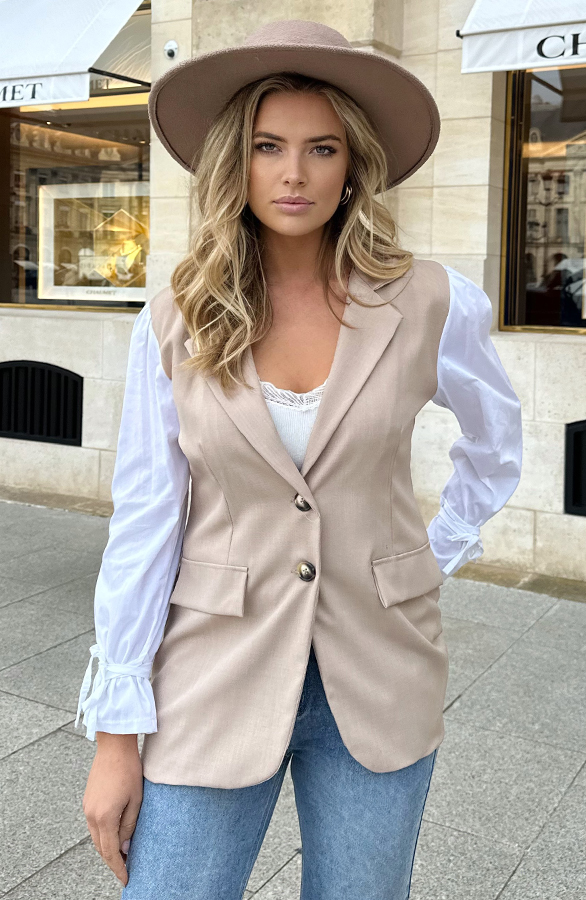 Oversized Blazer Blouse Beige
