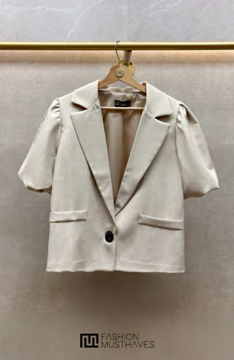 Lilly Puff Sleeve Blazer Beige