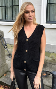 The Musthaves Sleeveless Cardigan Zwart