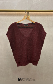 The Musthaves Oversized Lurex Top V-Hals Burgundy